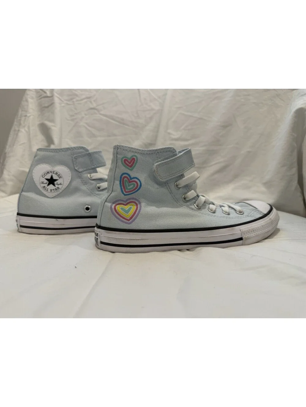 Converse Chuck Taylor All Star Heart Patch High Tops - Girls Size 2.5 Y